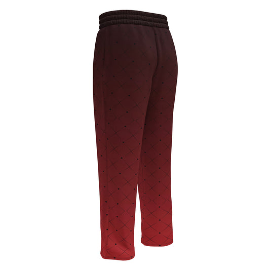 Black To Red Checkered Ombre Wide-Leg Joggers