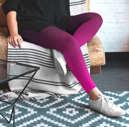 Black To Hot Pink Ombre Leggings