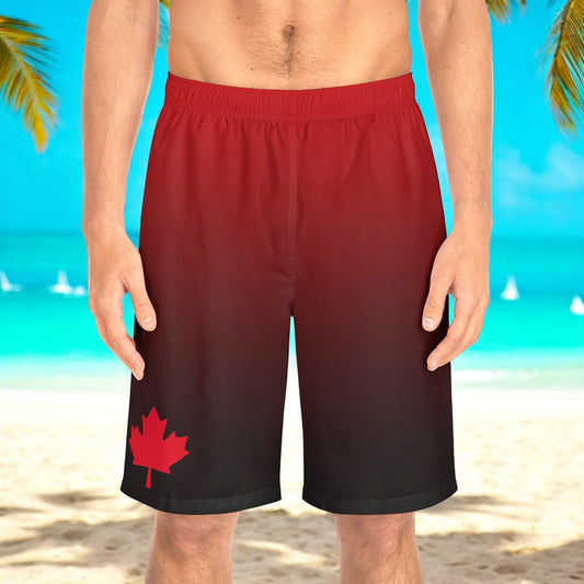 Canadian Maple Leaf Red Ombre Men's Board Shorts