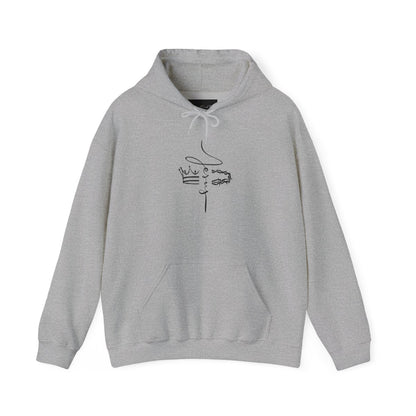 This custom unisex Christian hoodie features the name of Jesus in a cursive font down the center of the front of the sweater, there is an image of a crown on the right and a crown of thorns on the left of the name of Jesus.