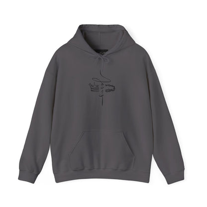 This custom unisex Christian hoodie features the name of Jesus in a cursive font down the center of the front of the sweater, there is an image of a crown on the right and a crown of thorns on the left of the name of Jesus.