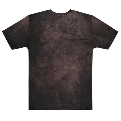 This super soft custom men's handmade short sleeve shirt has a washed brown pattern, there are different shades of brown throughout the entire shirt.