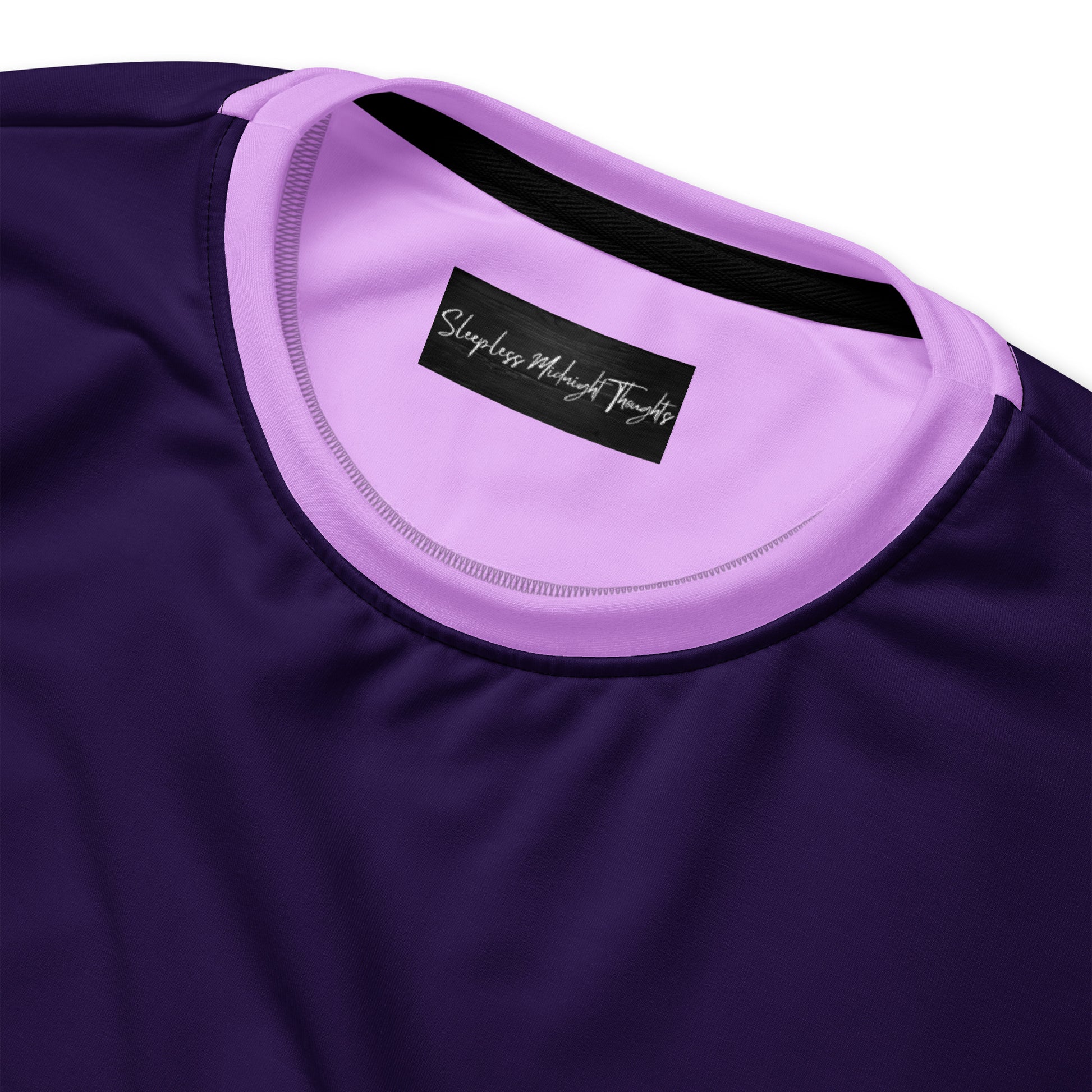 This unisex sweatshirt features a gradient of purple shades, with dark grape on the front and back, bright purple sleeves, and orchid purple collar, cuffs, and waistband.