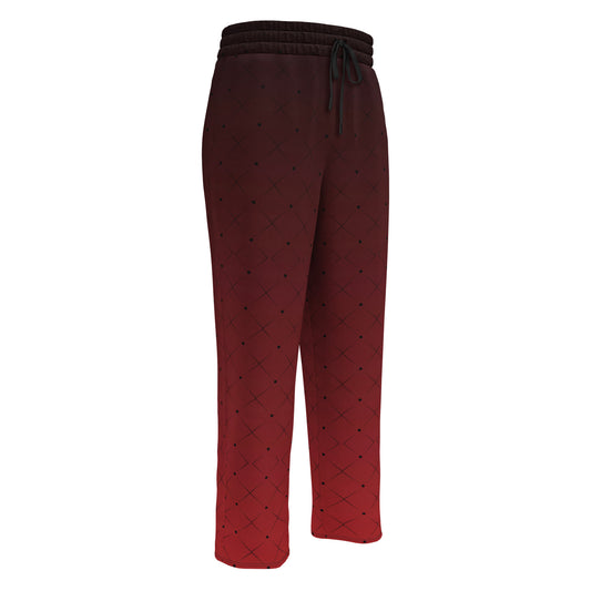 Black To Red Checkered Ombre Wide-Leg Joggers