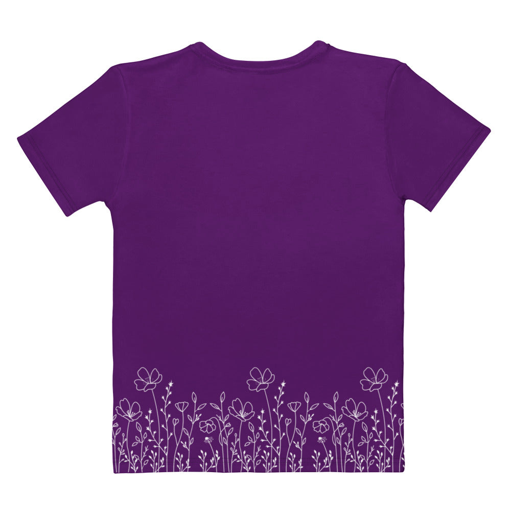 This completely custom super soft women's handmade short sleeve tee can be fully personalized with you able to choose whatever color of shirt you would prefer along with the wildflower design in white along the entire bottom of the t-shirt.