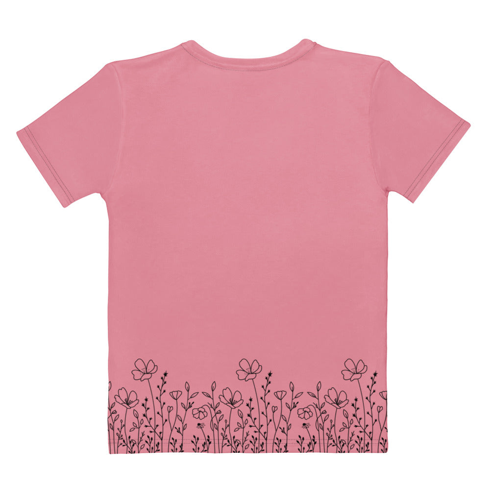 This completely custom super soft women's handmade short sleeve tee can be fully personalized with you able to choose whatever color of shirt you would prefer along with the wildflower design in black along the entire bottom of the t-shirt.
