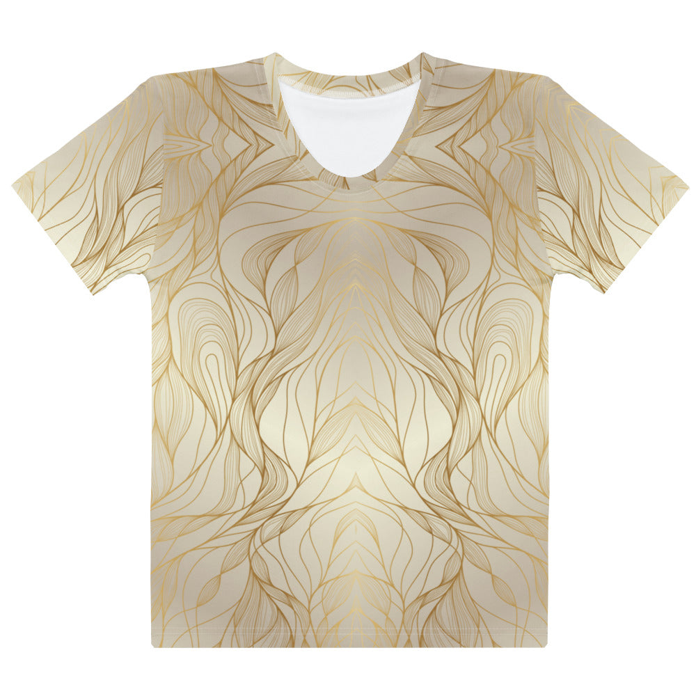 Beige With Gold Abstract Women's T-Shirt