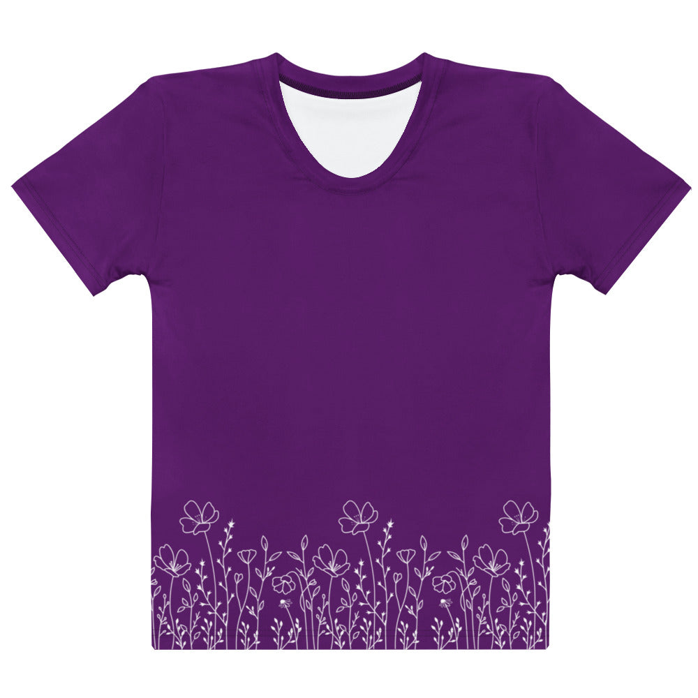 This completely custom super soft women's handmade short sleeve tee can be fully personalized with you able to choose whatever color of shirt you would prefer along with the wildflower design in white along the entire bottom of the t-shirt.