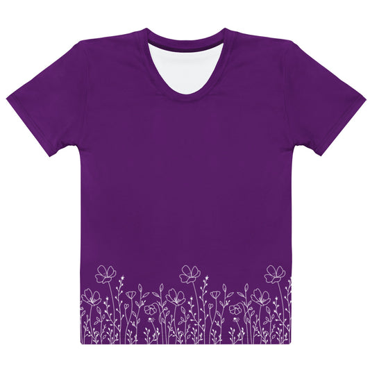This completely custom super soft women's handmade short sleeve tee can be fully personalized with you able to choose whatever color of shirt you would prefer along with the wildflower design in white along the entire bottom of the t-shirt.