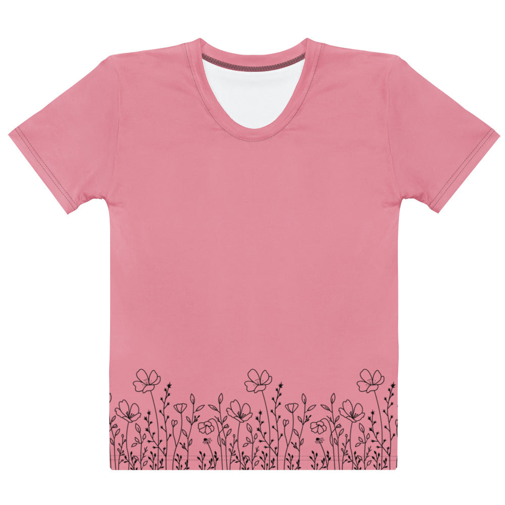 This completely custom super soft women's handmade short sleeve tee can be fully personalized with you able to choose whatever color of shirt you would prefer along with the wildflower design in black along the entire bottom of the t-shirt.