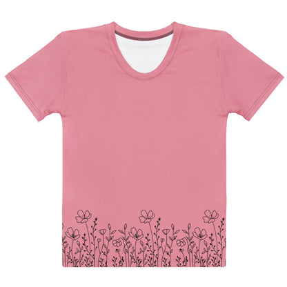 This completely custom super soft women's handmade short sleeve tee can be fully personalized with you able to choose whatever color of shirt you would prefer along with the wildflower design in black along the entire bottom of the t-shirt.