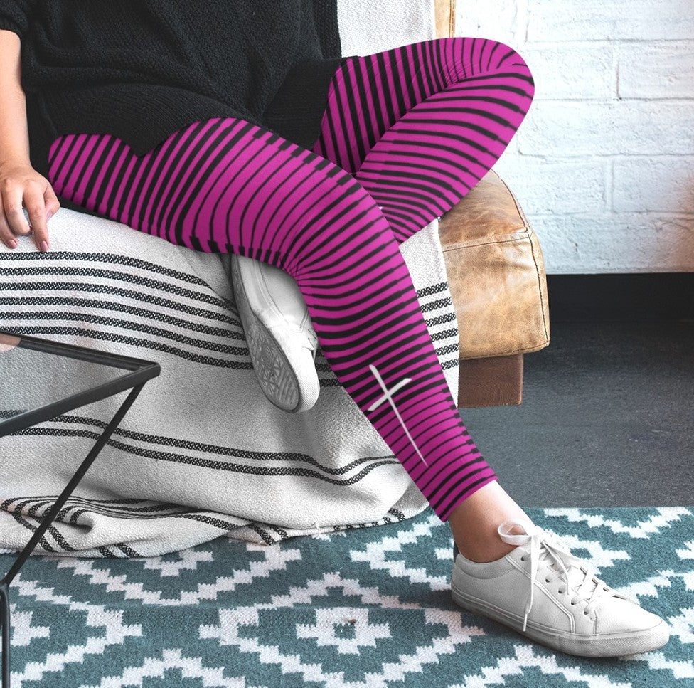 3D Pink Cross Leggings