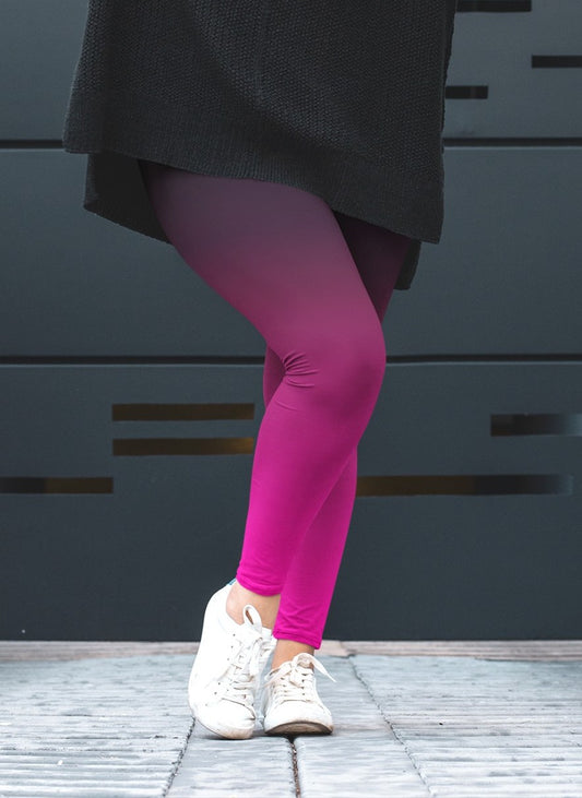 Black To Hot Pink Ombre Leggings
