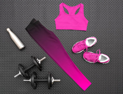 Black To Hot Pink Ombre Leggings
