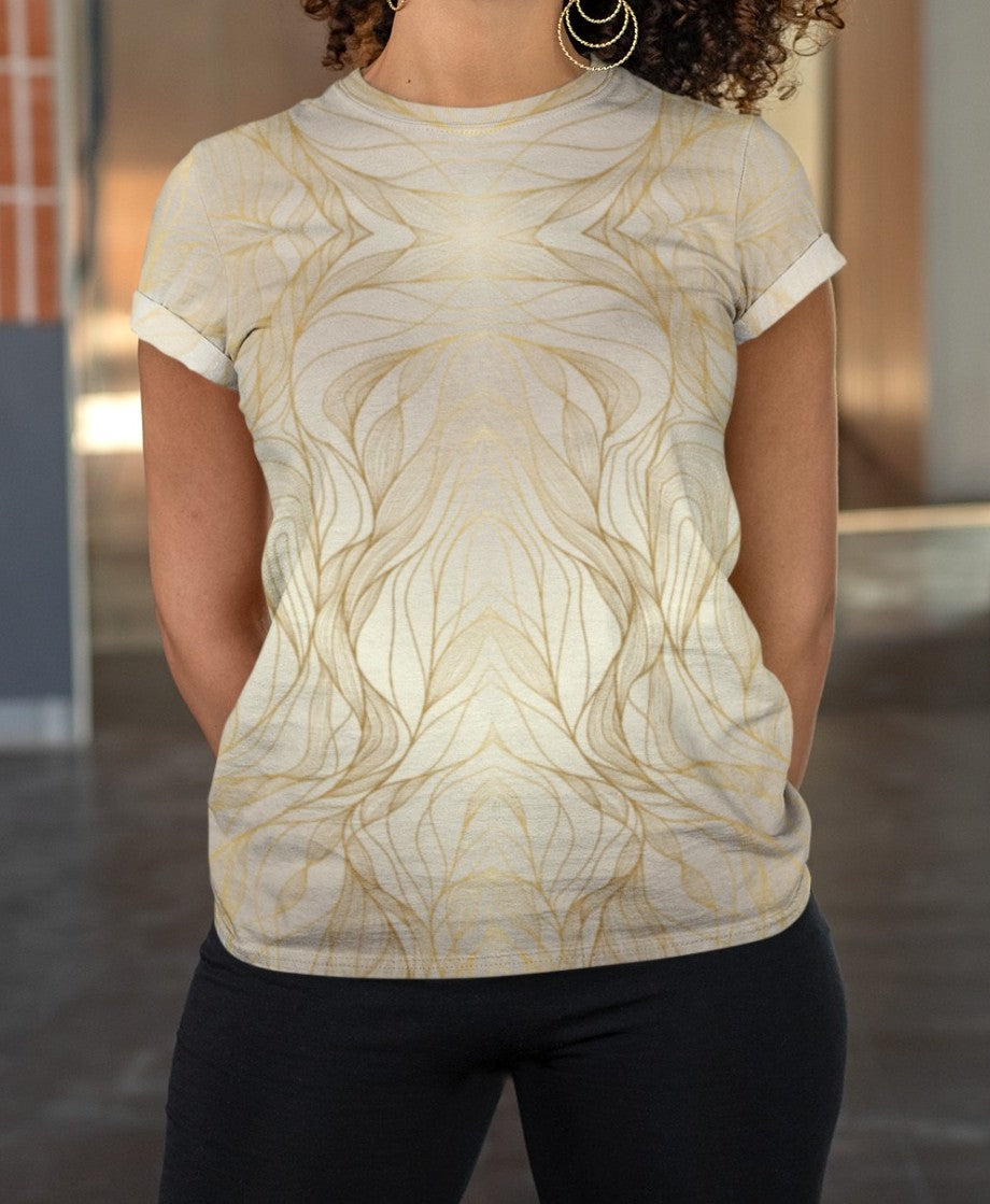 Beige With Gold Abstract Women's T-Shirt