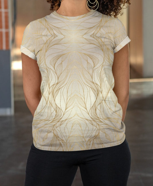 Beige With Gold Abstract Women's T-Shirt