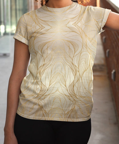 Beige With Gold Abstract Women's T-Shirt